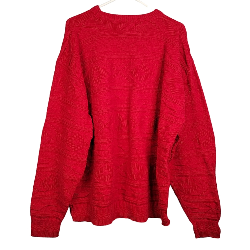 Par Four Cable 3D Knit Red Cold Weather Winter Sweater Men's XXL - Picture 7 of 12